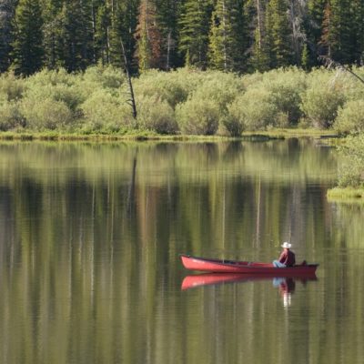 A canoe on a lake
