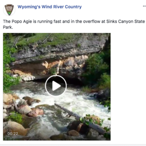 Facebook post about the Sinks of Popo Agie River