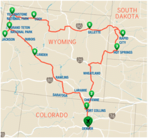 Yellowstone Road Trip Itinerary map