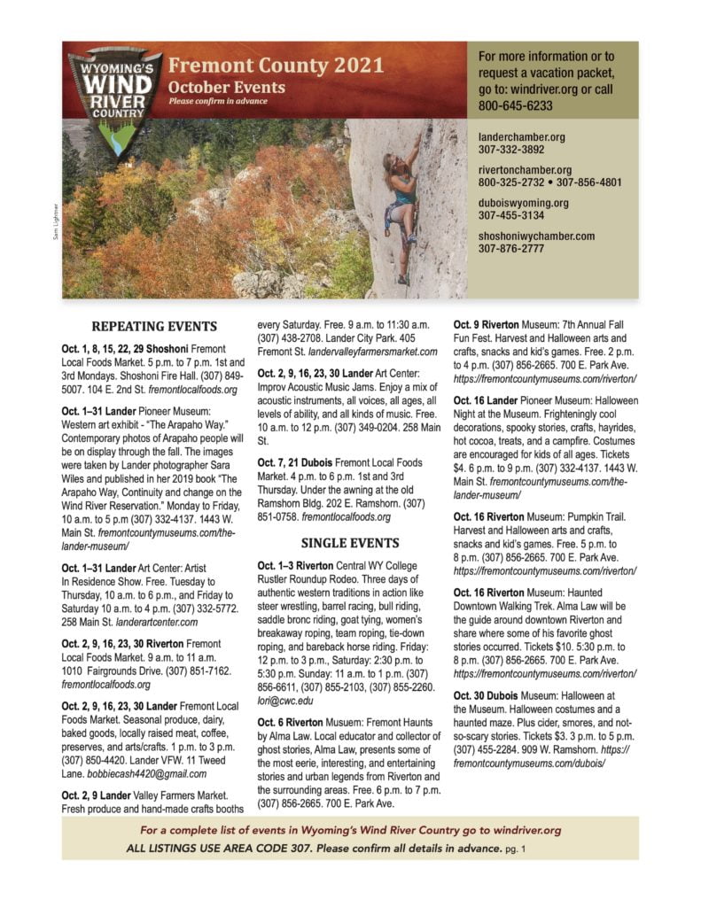 A climber ascends a rock face in Fremont County, Wyoming, amidst autumn foliage in Wind River Country.