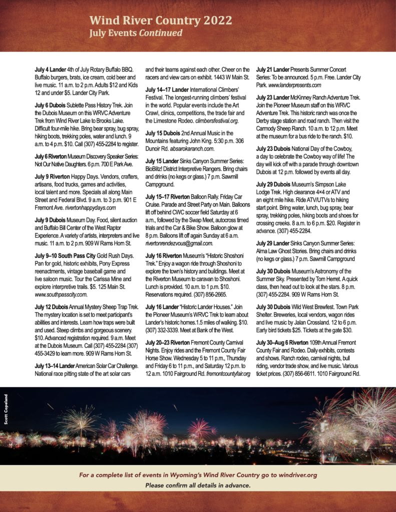 July 2022 Events Calendar