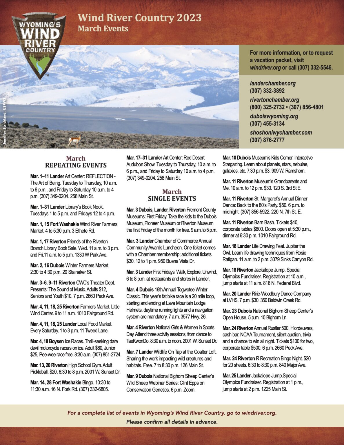 March 2023 Events Calendar