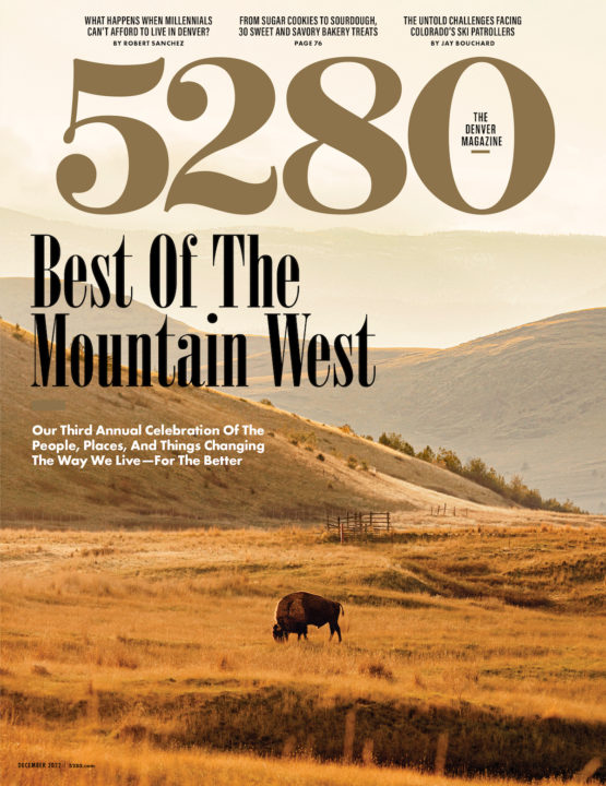 A majestic bison grazes on a vast, golden prairie under a clear blue sky in Wind River Country.