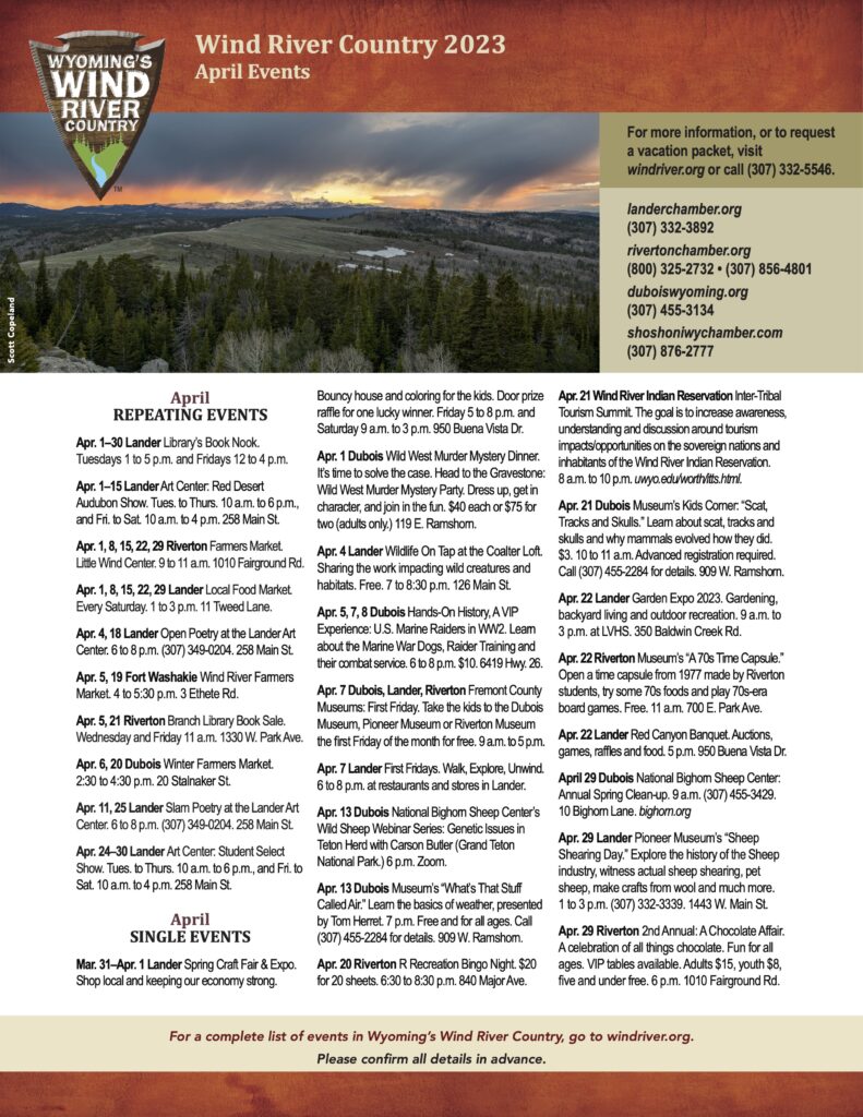 April 2023 Events Calendar