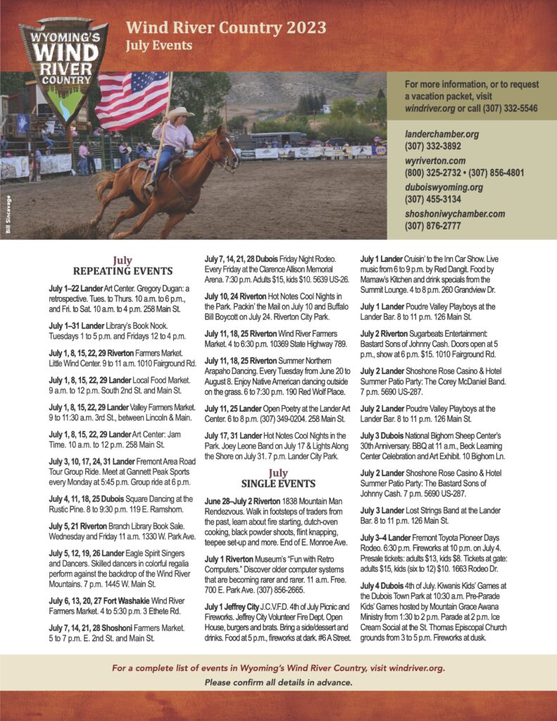 WRVC July 2023 Events Calendar
