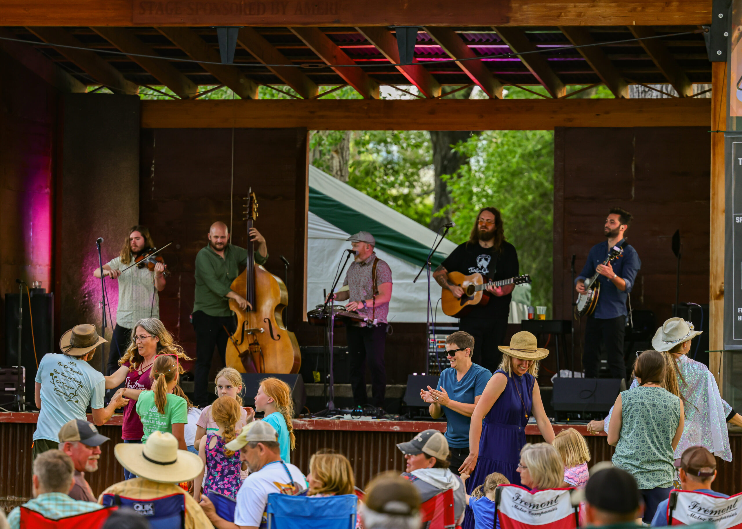 Band on stage at Lander City Park