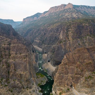 Scenic byway near Shoshoni with dramatic cliffs and winding roads, a popular thing to do for locals and visitors.