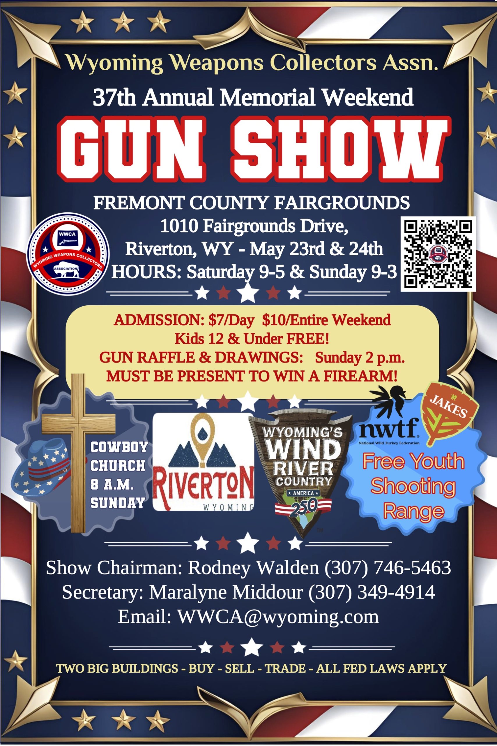 Wyoming Weapons Collectors Association hosts the 37th Annual Memorial Gun Show Weekend. Admission is $7 a day or $10 for the weekend. Enjoy gun raffles and drawings. Guests must be present to win. for questions contact: wwca@wyoming.com