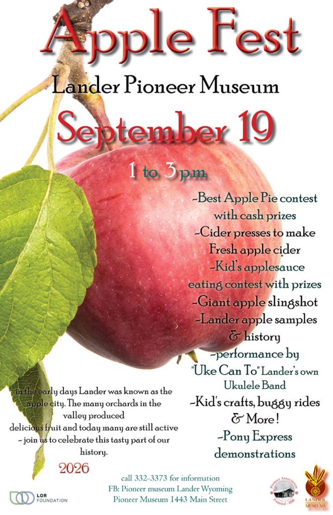 A flyer for an Apple Fest event at the Lander Pioneer Museum on September 19 in Wind River Country.